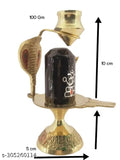 Brass Shivling Idol with lota, traditional Indian decor item for Puja, 7cmx10cmx6cm