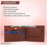 Men's faux leather wallet, solid-colored, 2 compartment design, free size, Indian origin