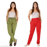 Women's cotton lower track pyjama with both sides pockets and zip combo pack of 2