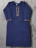 Embroidered navy kurta, long sleeves, detailed design
