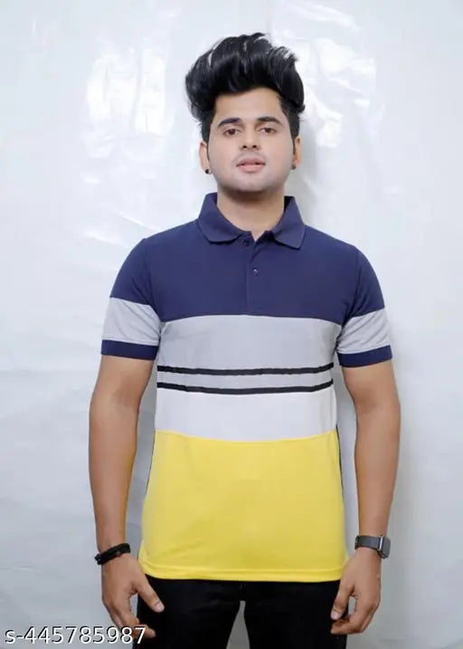 Striped cotton blend T-shirts for trendy boys party wear, Indian craftsmanship