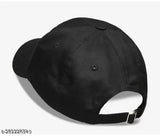 Black cap with adjustable strap, visor front and embroidered branding