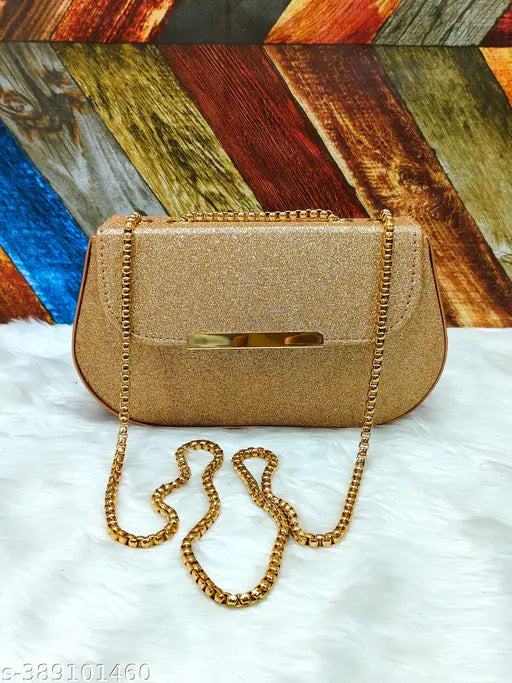 Gold sling bag with adjustable strap