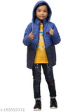 Cute blue and black children's coat with hood, zip closure