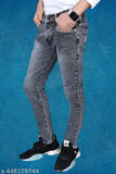 Grey denim jeans men's slim fit