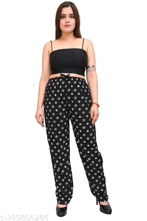 Cotton lounge pants with print, women's nightwear set of 2