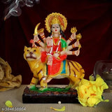 Multicolor Goddess Sherawali Nav Durga Resin Statue for home decor, car dashboard, puja room, or gifting. Size: 8cm L x 3cm B x 13.5cm H