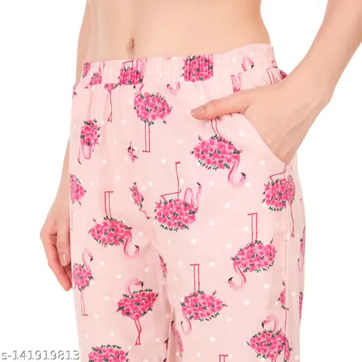 Mysaa women's rayon nightsuit with printed net pattern, short sleeves and pyjama style bottom, size N (S/M) originating from India