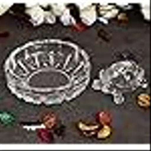 Decorative crystal plate featuring a ceramic turtle as centerpiece. Display item. 60cm diameter