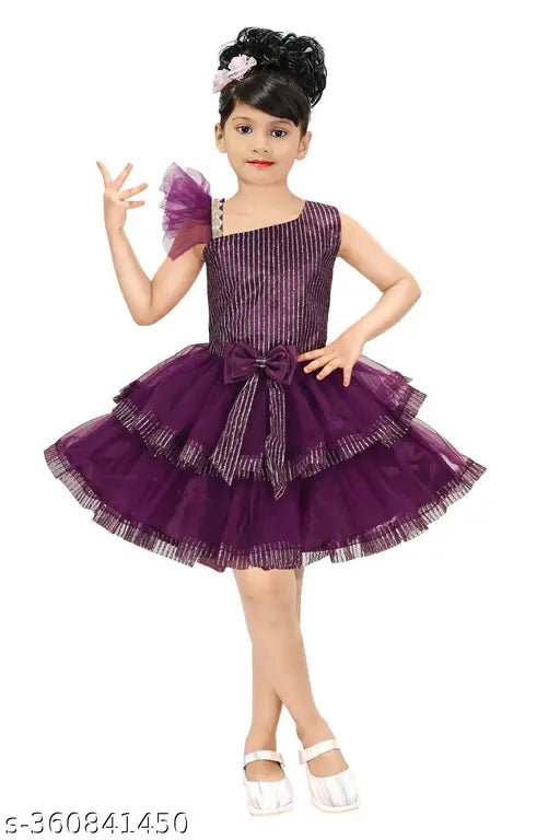 Embellished net frock for girls, sleeveless party wear in various sizes (2-3Y, 3-4Y, etc.) from India