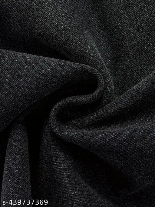 Men's straight fit zippered black jeans
