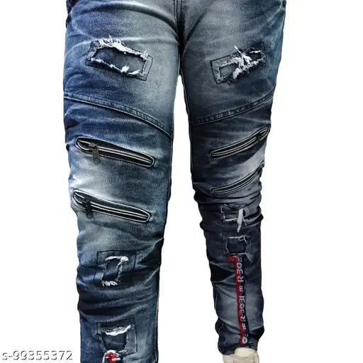 Men's cotton blend black jeans, durable and stretchy for comfortable everyday wear. Perfect for a casual look, dyed/washed denim with functional front and back pockets. Size 28 (waist 28in, length 40in), also available in sizes 30, 32, and 34. Made in India