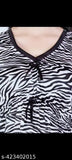 Zebra printed viscose rayon kaftan night suit with satin bottom, soft and premium quality, side pocket and kaftan sleeve for relaxed comfort