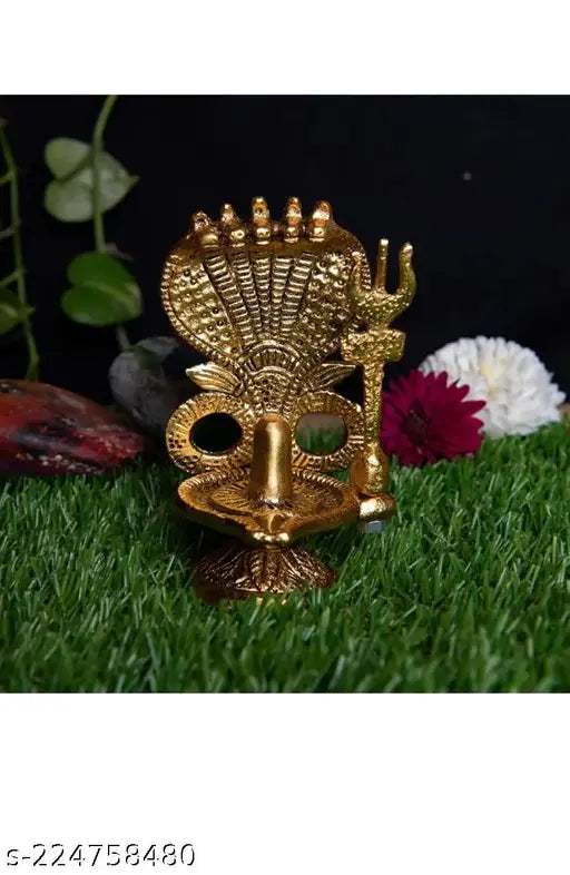 Metal Shivling with Sheshnaag, intricate Indian spiritual artifact, 12cm tall and 4.5cm wide