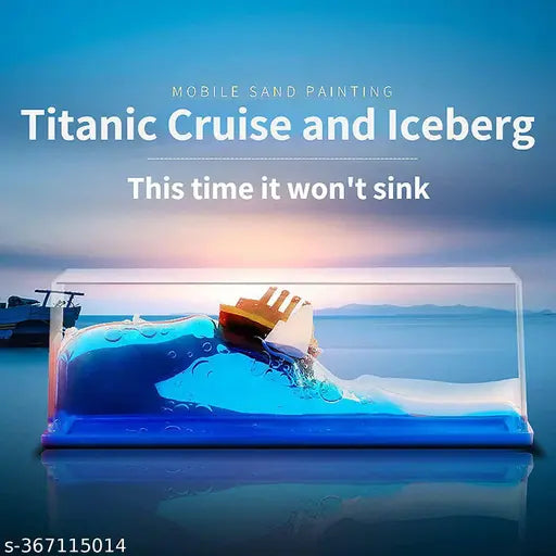 Acrylic Titanic cruise ship decor, liquid wave motion ornament, vibrant colors, leak-proof design, stress relief, home/office decor