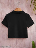 Cotton solid collar zip T-shirt, short sleeves, XS to XXXXL sizes available