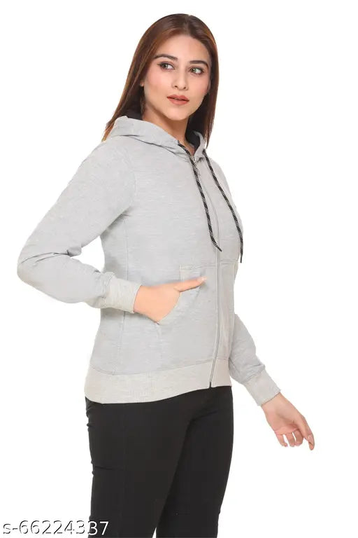 Fleece Hardihood Women's Jacket - Solid design, long sleeves, two pockets, zippered closure
