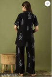 Elegant rayon nightsuits printed net, trendy women's sleepwear set with short sleeves