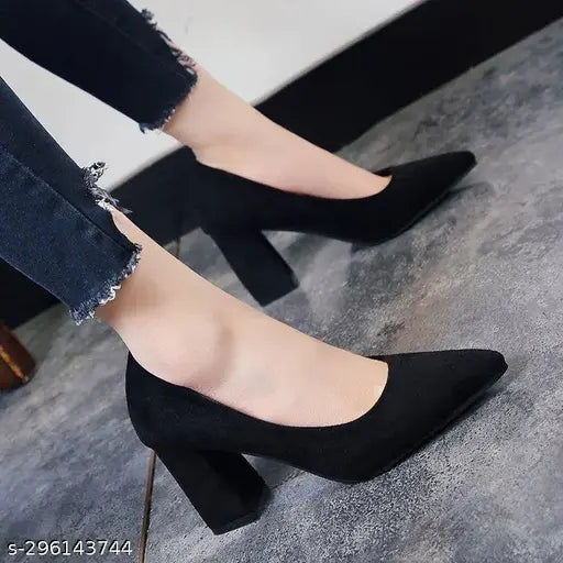 Black suede ballerinas - solid design, closed back for date night styling (India origin)