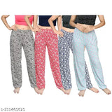 Printed cotton women's pajamas in combo pack of 4, featuring different patterns and colors