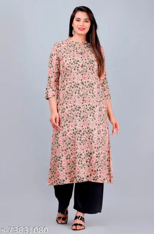 Rayon printed kurta set with palazzo (2 pieces), multi-color by MAUKA, India