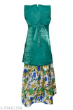 Silk blend ethnic Lehenga Choli set with net dupatta, floral stitch & embellishments - Modern kids party wear