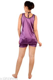Purple satin women's top & shorts set, dream night brand - soft, smooth, comfortable, sensual nightwear for special occasions