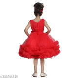 Red fluffy tutu dress for girls, sleeveless with ruffles