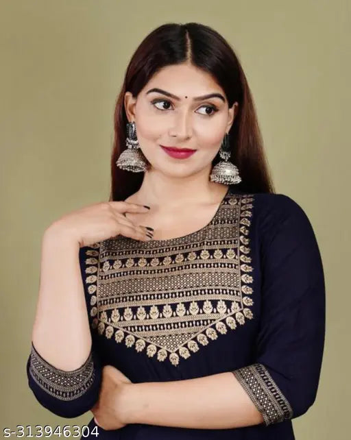 Navy blue, embroidered anarkali dress