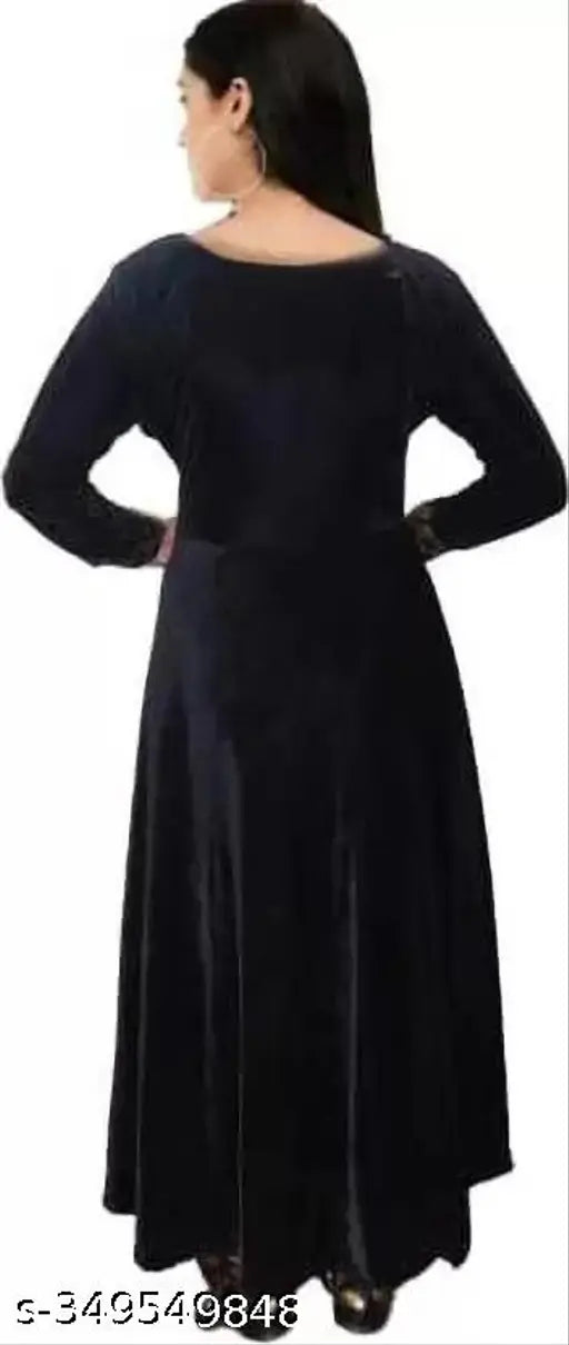 Dark velvet long sleeve maxi dress