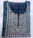 Bandhni Print Viscose Rayon Kurti, Three-Quarter Sleeve, round neck, mirror work yoke on neck, women's clothing, Indian origin