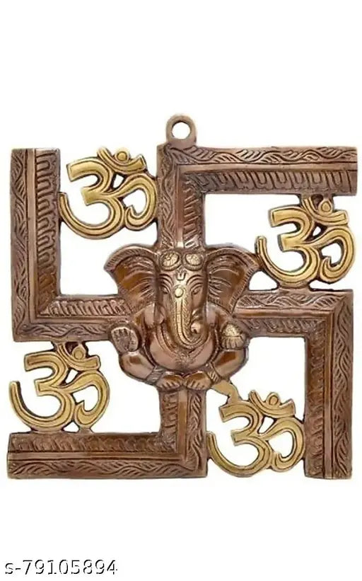 Metal wall hanging, VK COLLECTION, Om Swastik, Ganesha decorative showpiece, home decoration