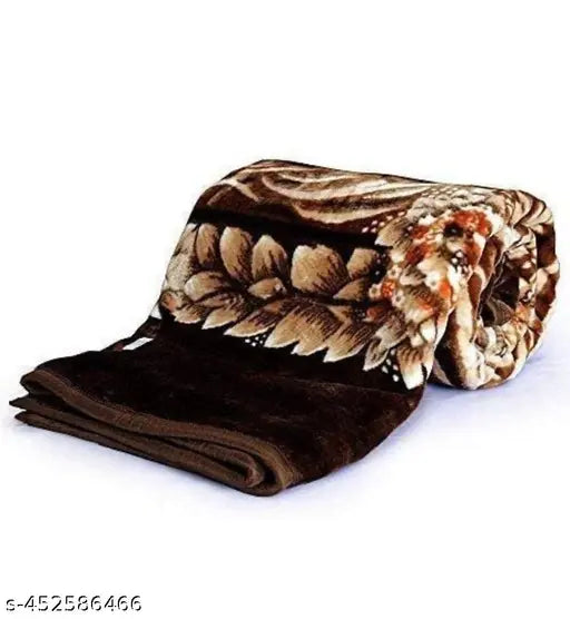 KEARA floral embossed printed mink double bed blanket, ultrasoft & cozy, polyester, winter, 220 thread count, 90 x 90 inches