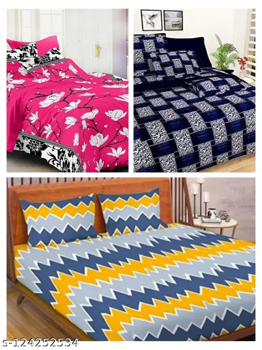 Disha Creations Double bed combo king size 90x90 bedsheets & 6 matching pillow covers