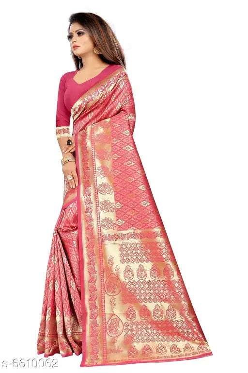 Banarasi silk saree in art silk, zari woven pattern, free size (length 5.5m, blouse length 1.2m), Gazal Fashions from India
