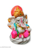 White and golden marble Ganesh statue for gift, office, or home decor, Lord Ganesha Vinayaka idol, 4 inch size, ideal for Diwali, Raksha Bandhan, or corporate gifts