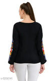Rayon black embroidered top, long sleeves, Taaraa women's fashion on hanger