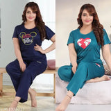 Satin tracksuit set for kids, KC Creations Pack of 2 with printed net pattern for sleepwear