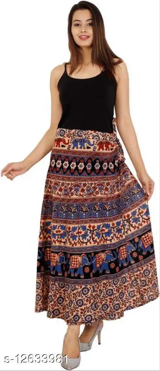 Cotton printed net ethnic skirt by Jivika for women, size 36-44