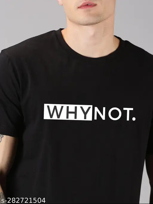 UrGear Men's Printed Round Black Tshirts