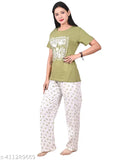 Cotton night suit t-shirt & pyjama top set, printed with net pattern, two sizes available (L/XL/XXL), Indian origin