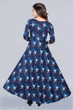 Blue and white bandhani print long kurta