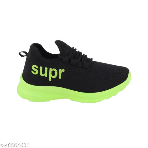 Green mesh sports shoes with black laces for boys, combo pack of 2