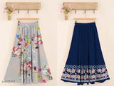 A blue printed midi skirt
