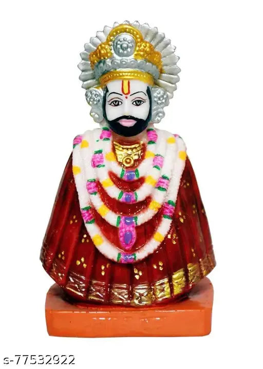 Multicolor Tulika Collections Lord Khatu Shyam Ji Idol Statue, handcrafted polyresin religious pooja murti for home decor and office (16cm H x 8.5cm L x 6cm B)