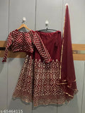 Designer Gotawork embroidered net lehenga choli with Gota work, semi-stitched in up to 39 inch waist size, ready to ship from India