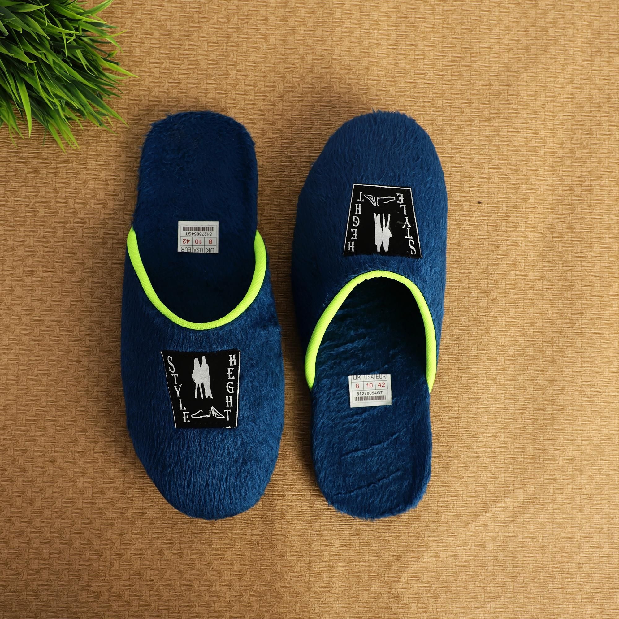 Blue synthetic sliders for men, UK/IND size 6, US size 7, EURO size 40. Ideal for casual occasions, by Style Height