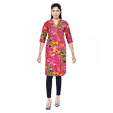 Women's pink cotton kurti (size L), breathable and short-sleeved top for ladies