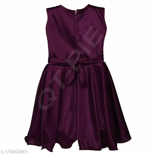 Purple cotton blend sleeveless A-line dress for girls, perfect for parties and special occasions. Made with Lycra for comfort and elegance. Size chart for best fit, origin India