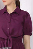 Stylish brown crepe women's jumpsuit set with shrug, solid colors perfect for daily wear. Indian-made fashionable apparel